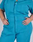 Short Sleeve Jumpsuit - Hawaiian Blue