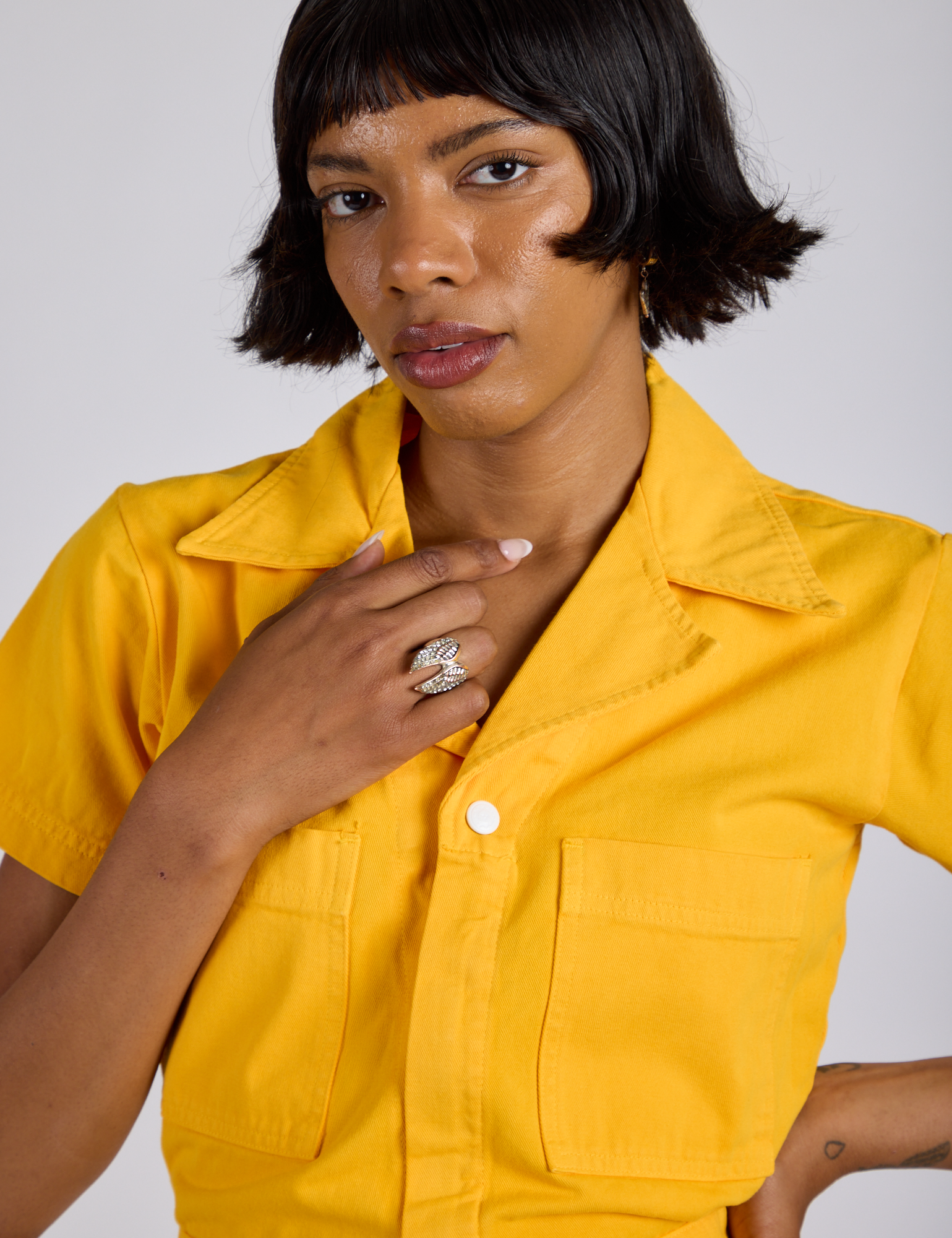 Short Sleeve Jumpsuit - Sunshine Yellow