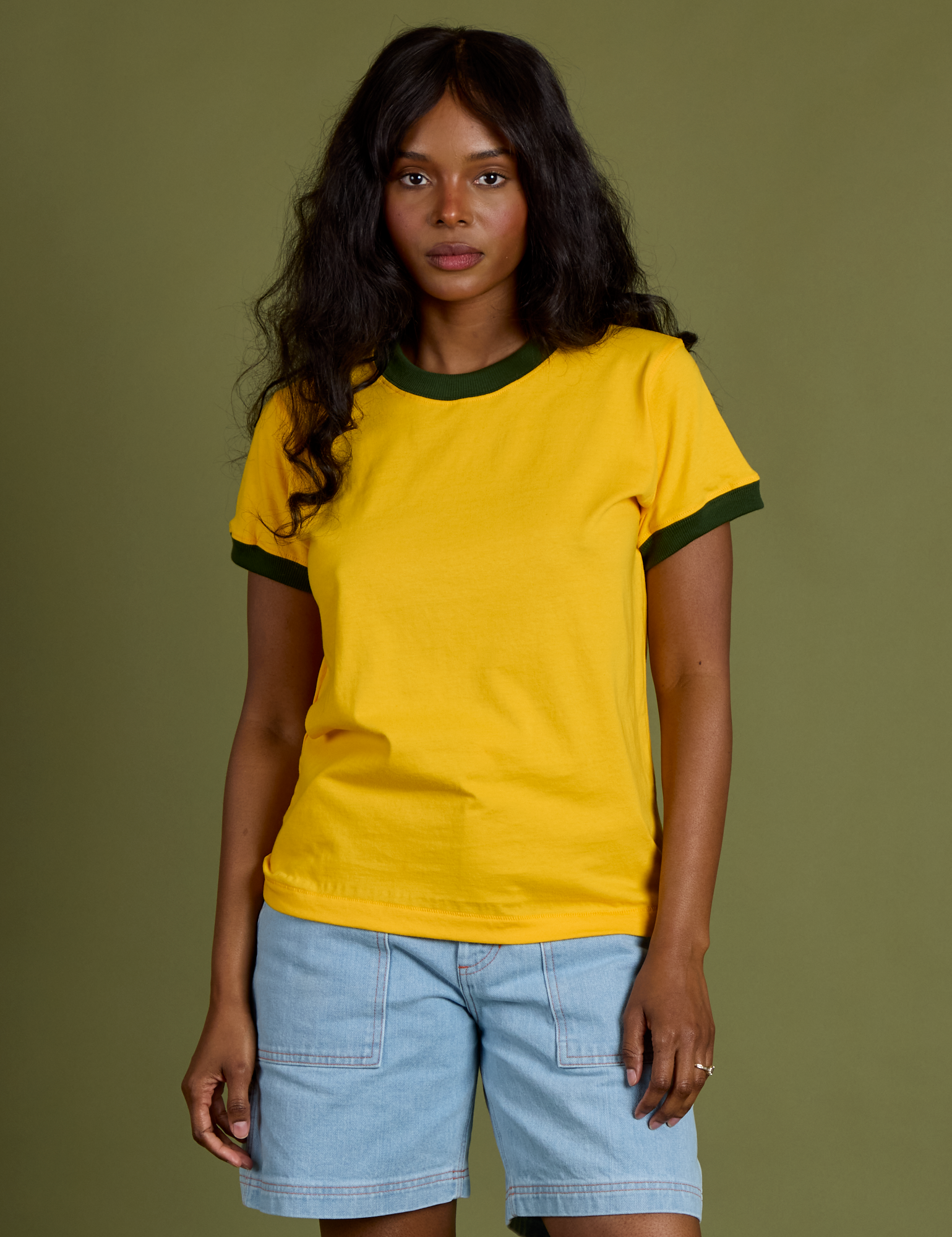 Vintage Ringer Tee in Sunshine Yellow on Kandia