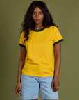Vintage Ringer Tee in Sunshine Yellow on Kandia