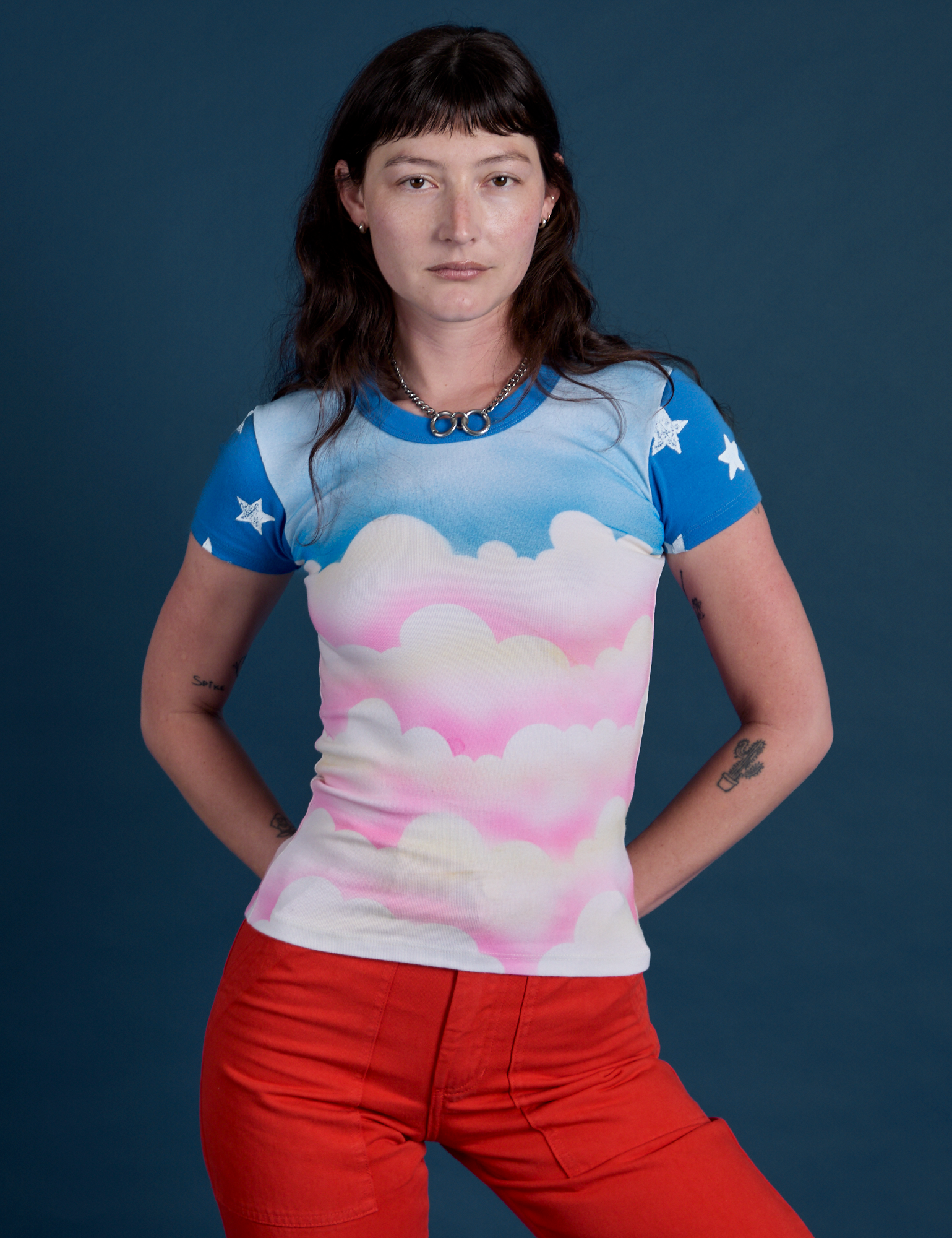 Airbrush Cloud Baby Tee on Alex
