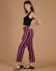 Black Stripe Work Pants - Bubblegum Pink