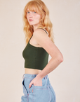 Cropped Cami in Swamp Green side view on Margaret