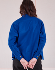 Cropped Overshirt in Royal Blue back view on Alex