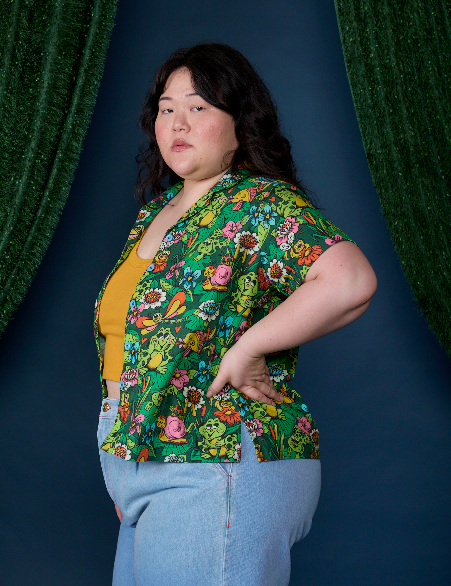 Pond Party Pantry Button-Up side view on Ashley