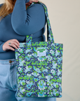 Angel Printed Everyday Tote on model's shoulder