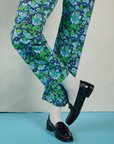 Angel Print Jumpsuit pant leg close up on Shahana
