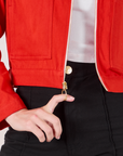 Mechanic Jacket in Mustang Red close up