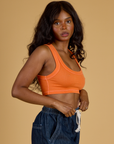 Contrast Stitch Mini Tank in Construction Orange side view on Kandia
