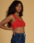 Contrast Stitch Mini Tank in Mustang Red side view on Kandia