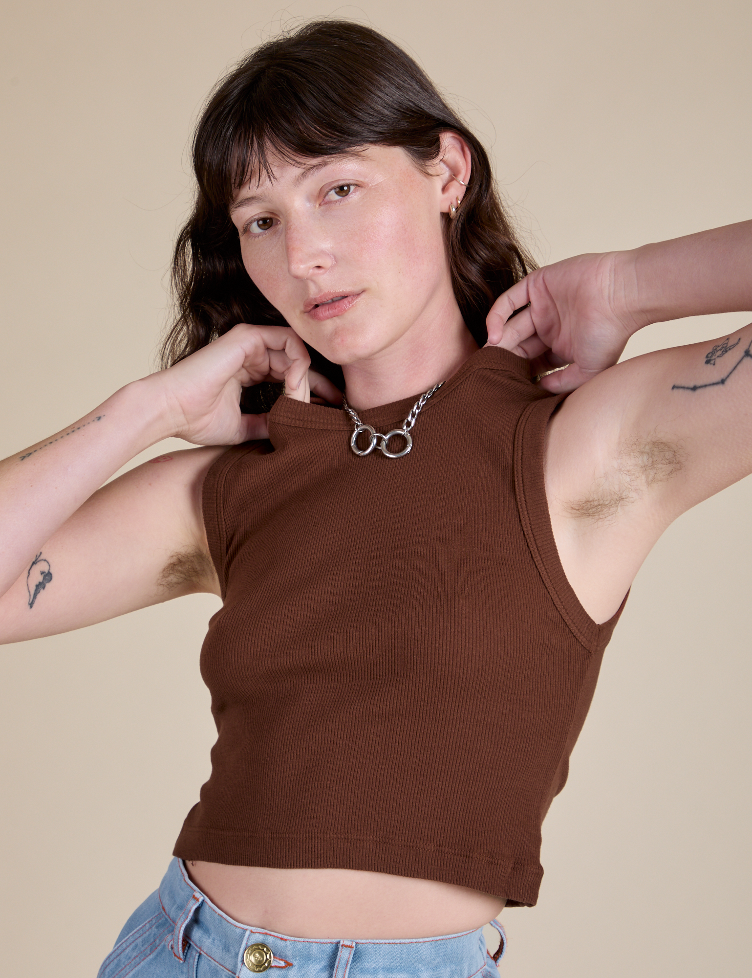 Muscle Tee in Fudgesicle Brown worn by Alex