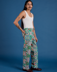 Side view of Work Pants in Quilt Print and vintage tee off-white Tank Top on Anthony