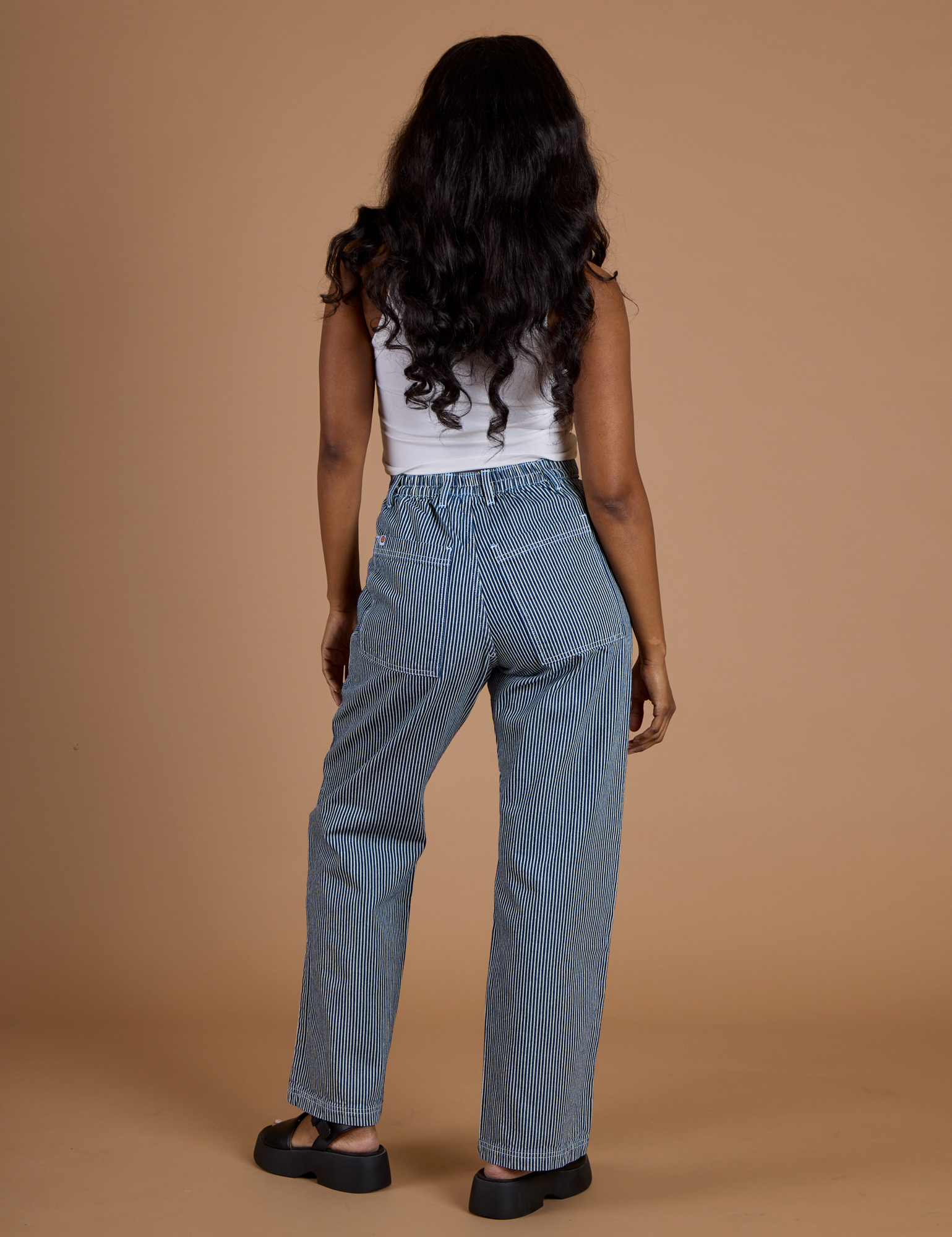 Railroad Denim Work Pants in Natural back view on Kandia
