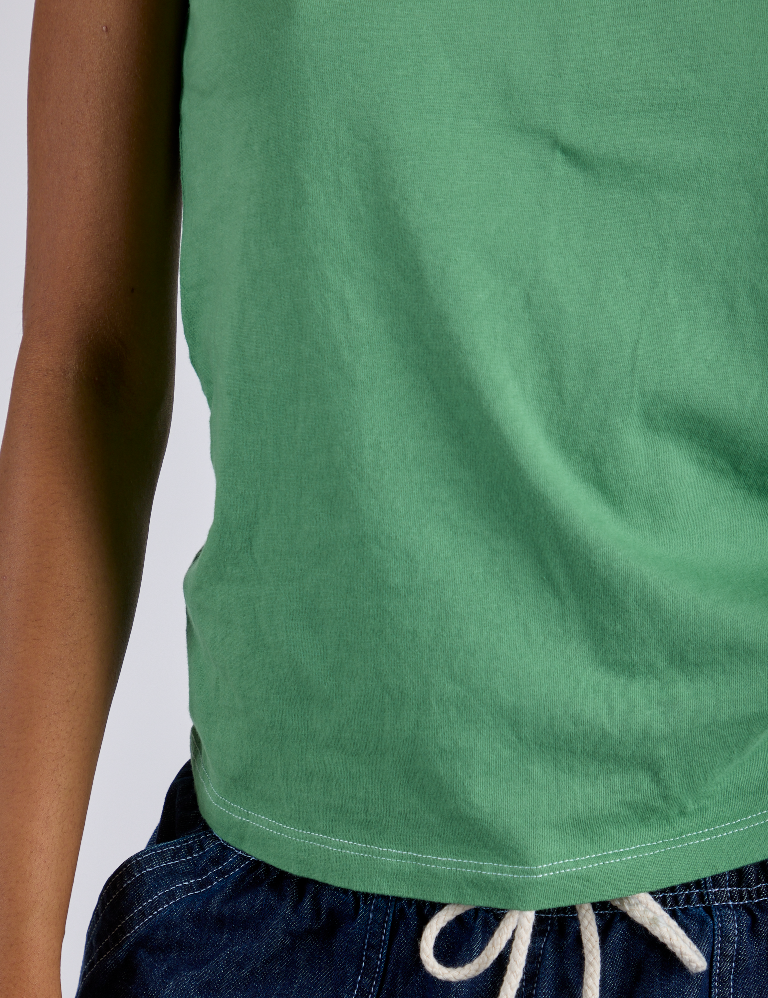Jr. Varsity Tee in Seafoam Green body close up