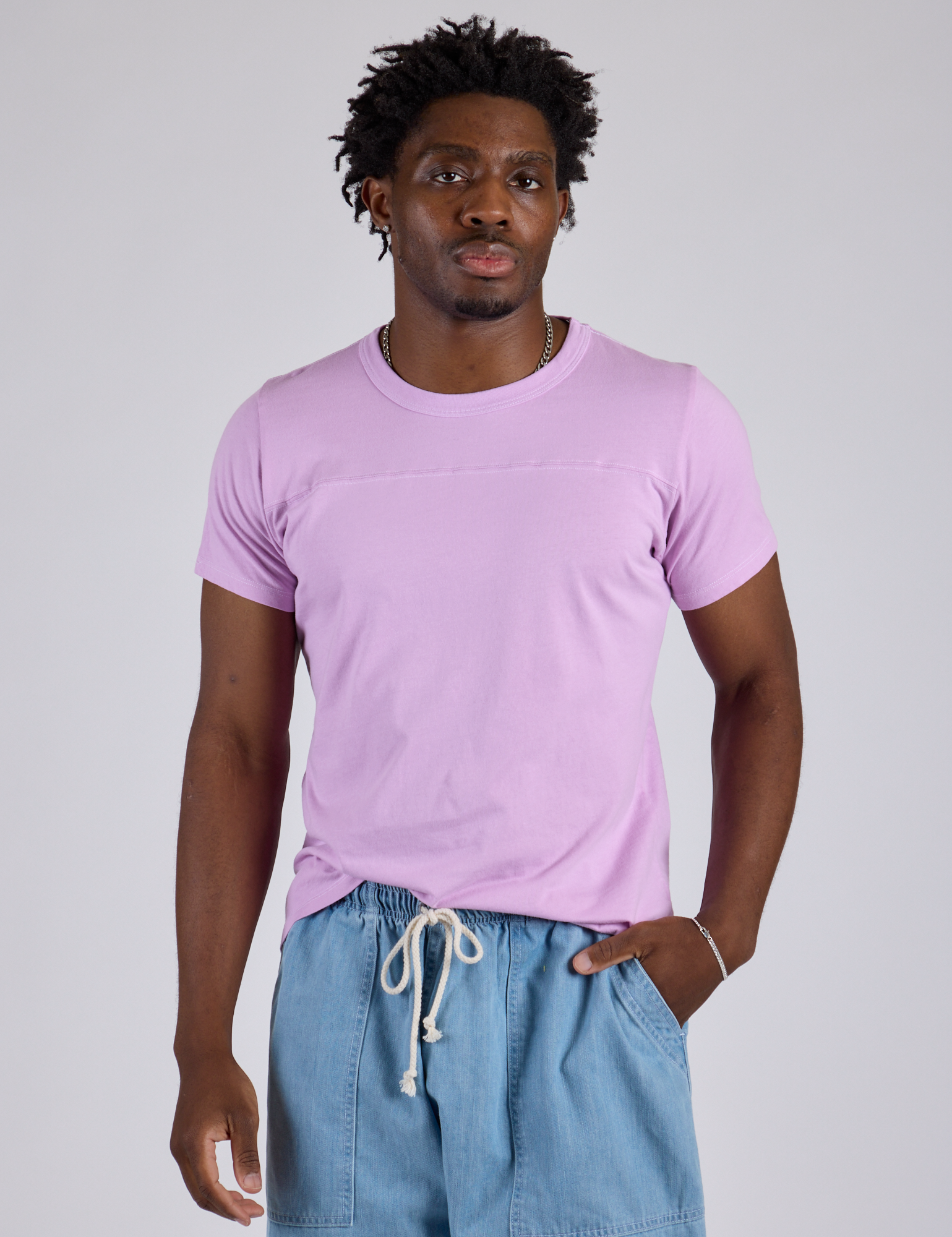 Jr. Varsity Tee in Lilac Purple on Isaac