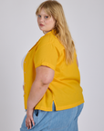 Side view of Pantry Button-Up in Sunshine Yellow on Juliet