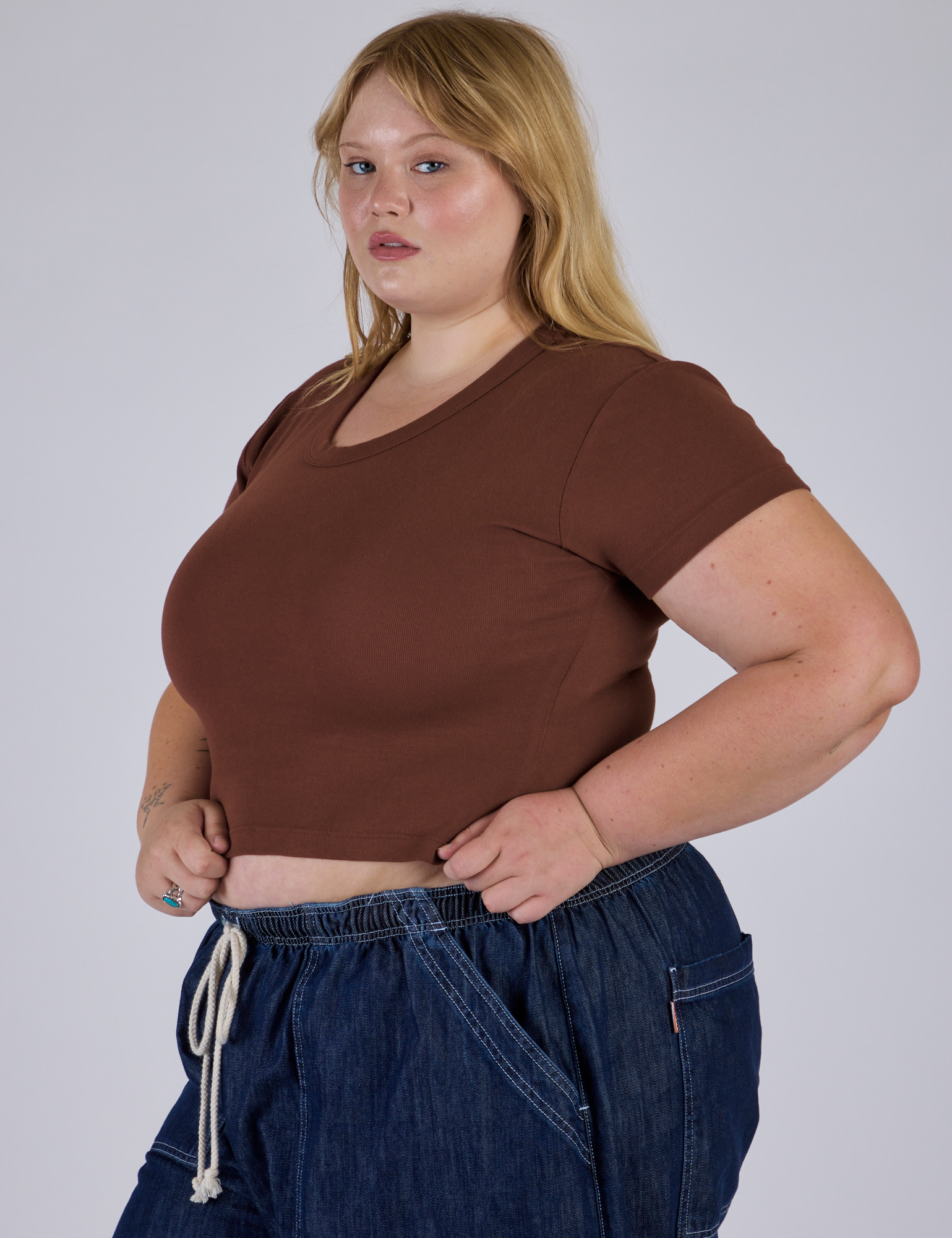 Cropped Baby Tee - Fudgesicle Brown