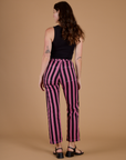 Black Stripe Work Pants - Bubblegum Pink