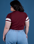 Painted Vintage Tee in Red Wine back view on Ashley