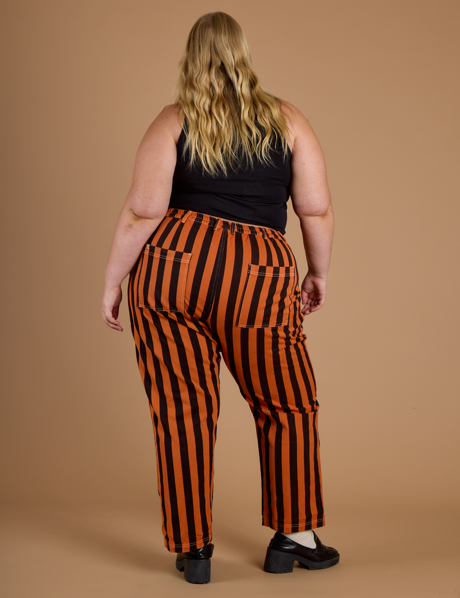 Black Stripe Work Pants - Construction Orange
