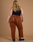 Black Stripe Work Pants - Construction Orange