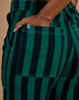 Black Stripe Work Pants - Hunter Green