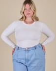Long Sleeve Baby Tee in Vintage Tee Off-White worn by Lish