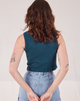 Muscle Tee in Lagoon back view on Alex