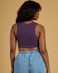 Contrast Stitch Mini Tank in Nebula Purple back view on Kandia