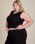 Angled front view of Muscle Tee in Basic Black on Juliet
