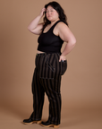 Black Stripe Work Pants - Espresso Brown