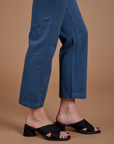 Side Organic Work Pants in French Blue pant leg close up on Alex