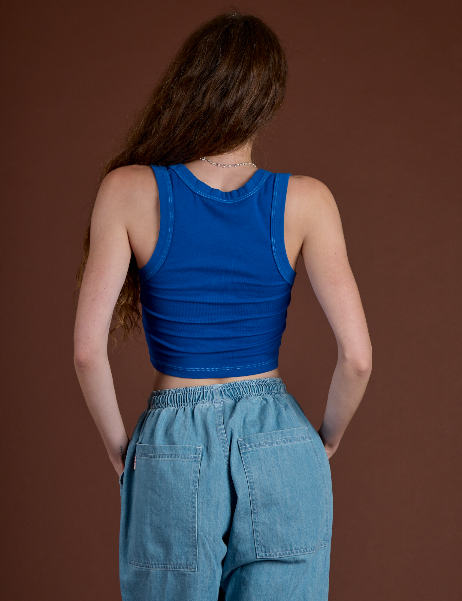 Icon Cropped Tank - Blue Sun