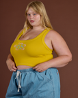 Icon Cropped Tank - Yellow Hibiscus