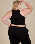 Racerback Tank in Black back view on Juliet
