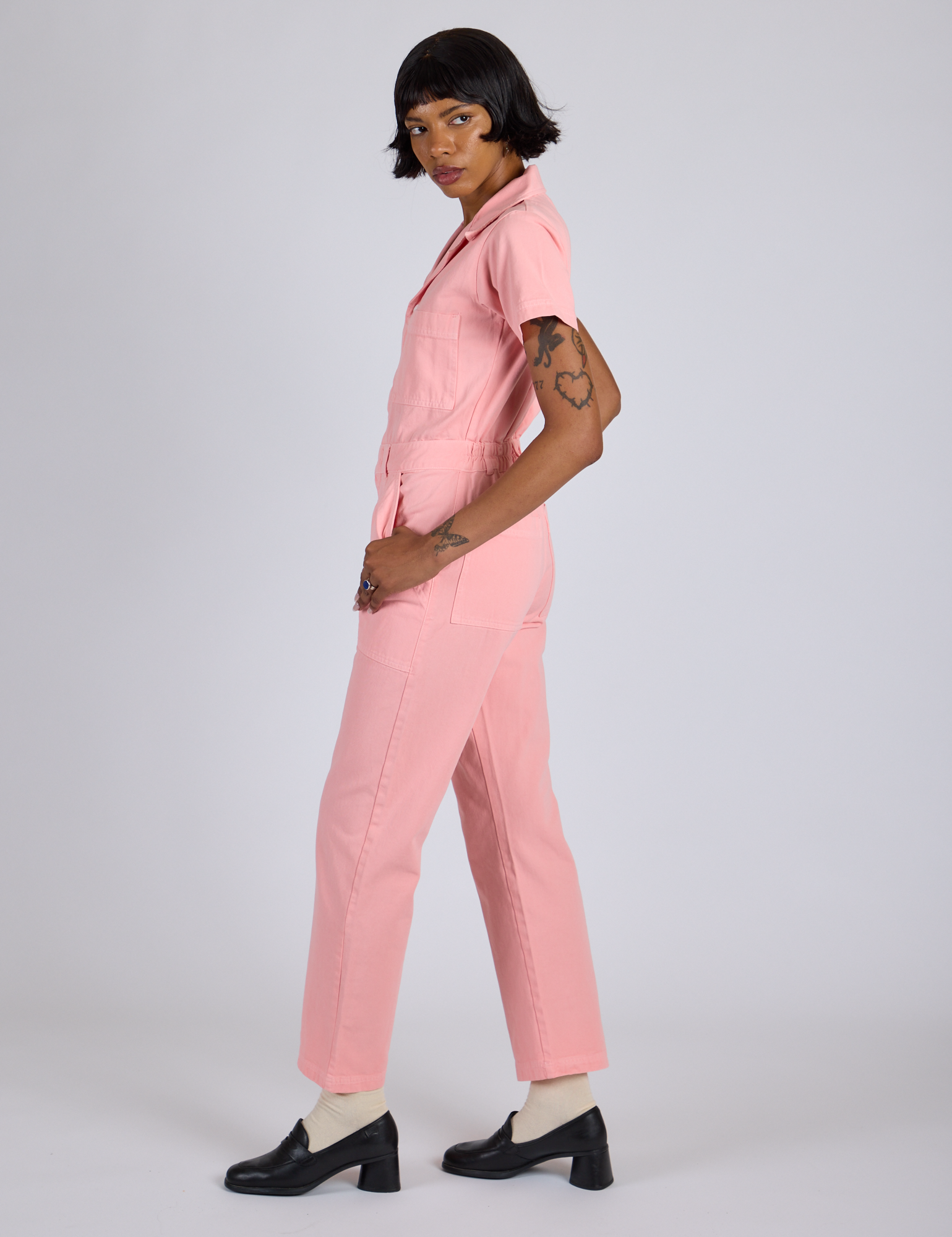 Short Sleeve Jumpsuit - Baby Pink