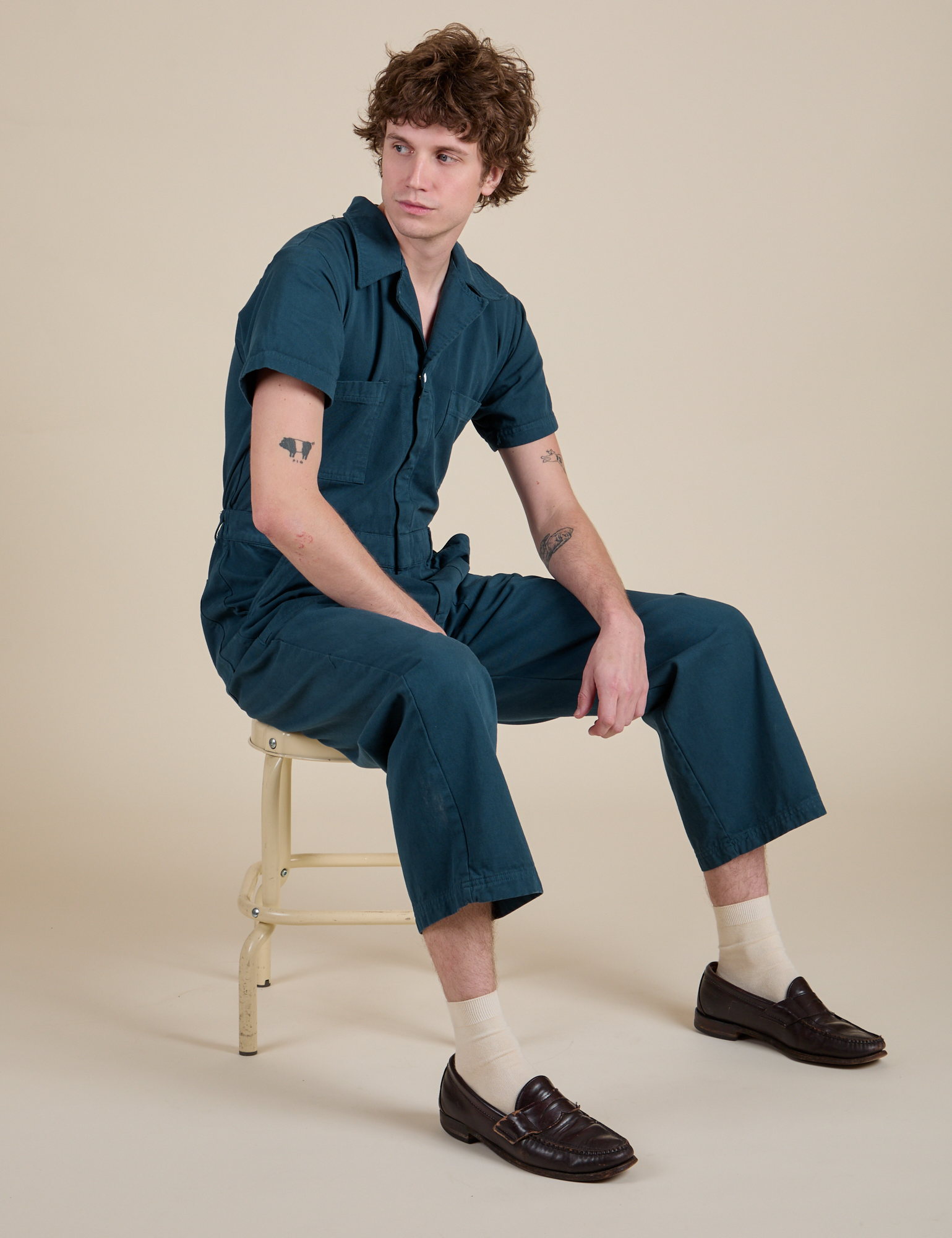 Short Sleeve Jumpsuit in Lagoon worn by Quinn