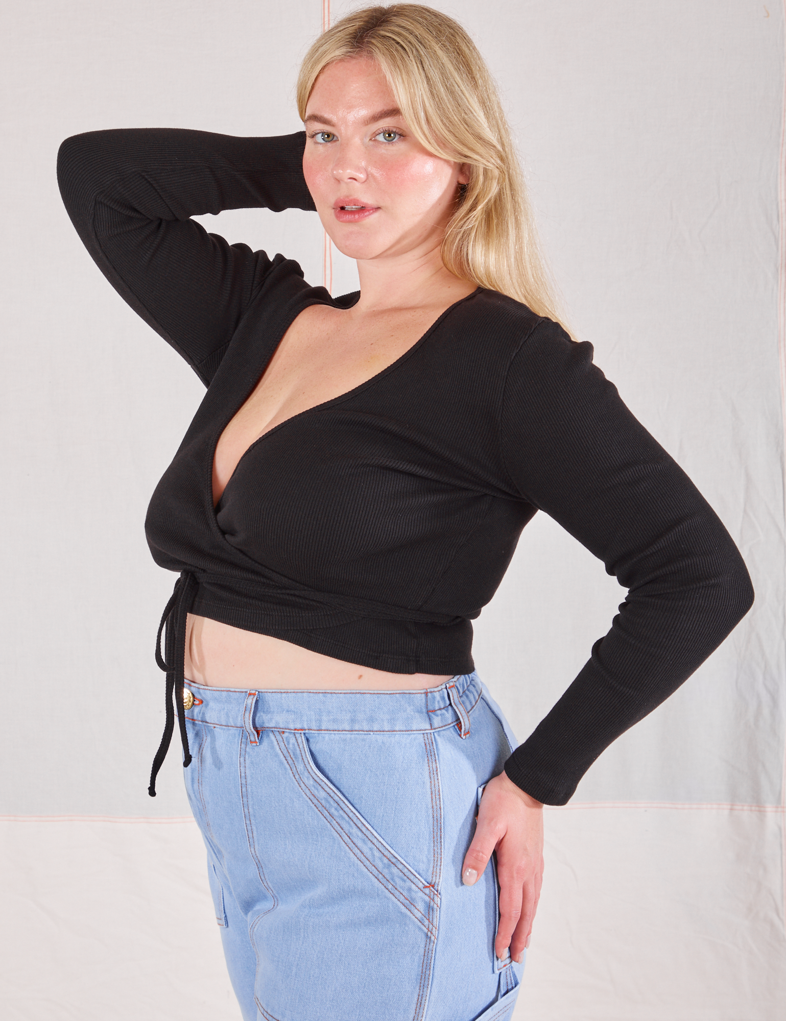 Wrap Top in Basic Black angled view on Lish