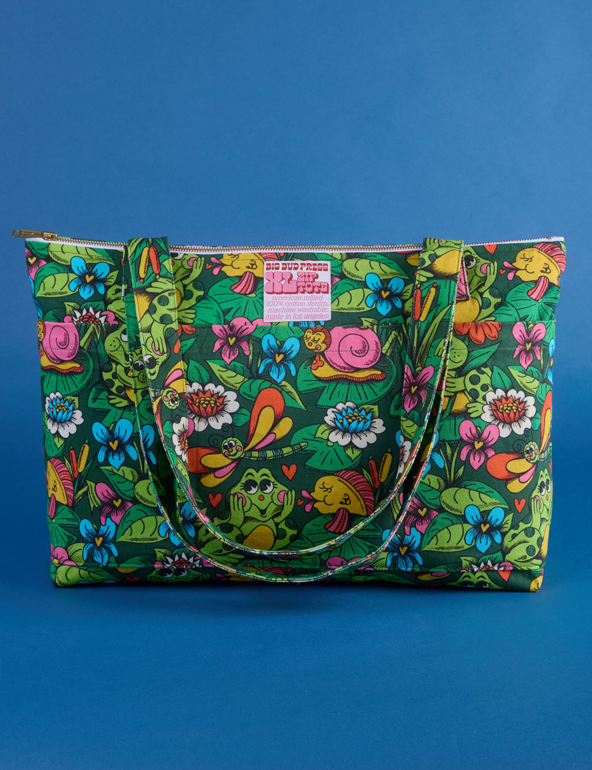 Pond Party Printed XL Zip Tote
