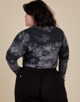 Long Sleeve Baby Tee in Black Magic Waters back view on Ashley