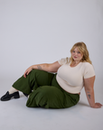 Pleated Pull-On Pants - Evergreen