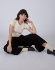 Pleated Pull-On Pants - Basic Black