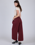 Pleated Pull-On Pants - Red Wine