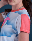 Side view close up of Airbrush Moon Vintage Tee on Alex