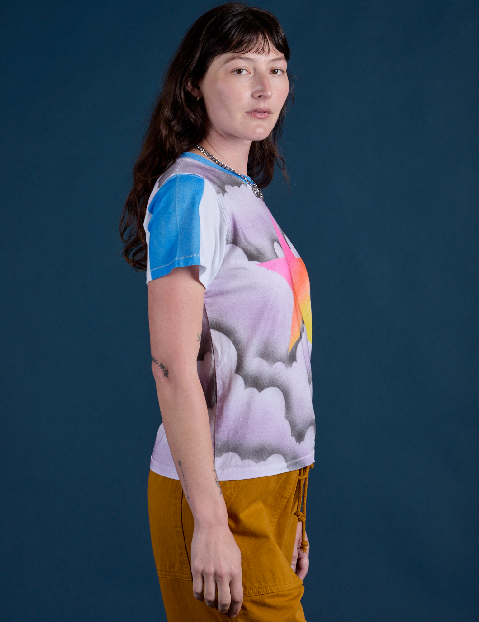 Airbrush Star Vintage Tee side view on Alex