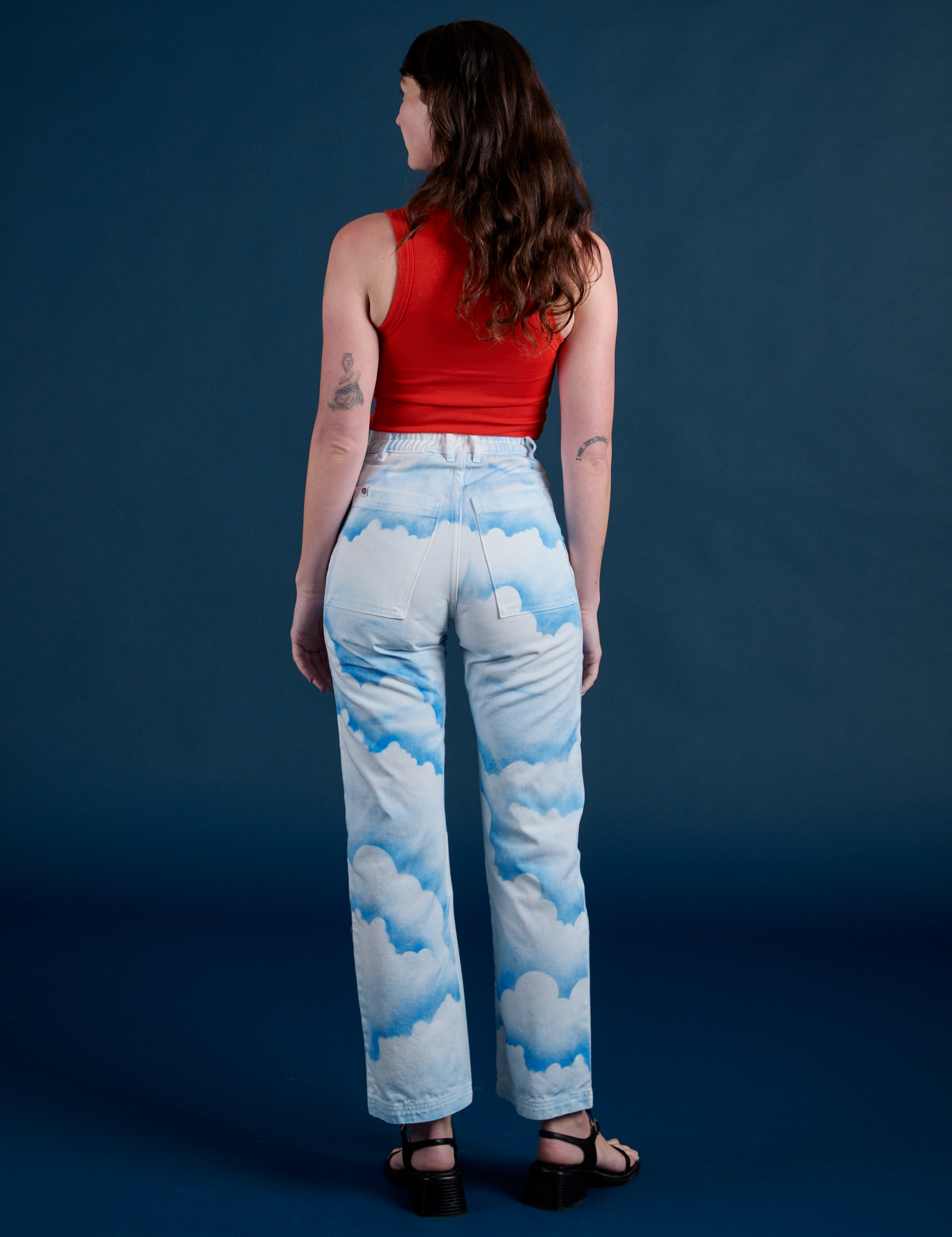 Work Pants in Sunny Cloud Airbrush back view on Alex