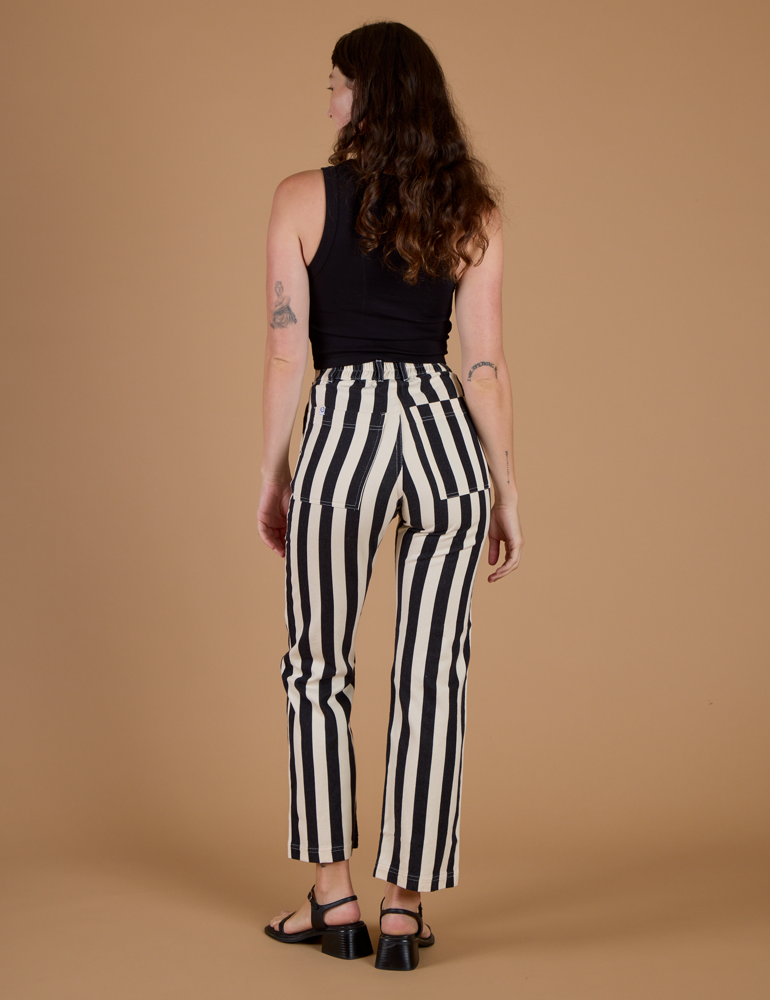 Black Stripe Work Pants - Natural
