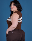 Painted Muscle Tee in Fudgesicle Brown side view on Ashley