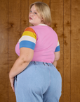 Calypso Tee in Bubblegum Multi back view on Juliet