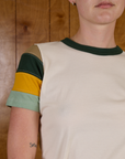 Front close up of Calypso Tee in Off White Multi on Alex